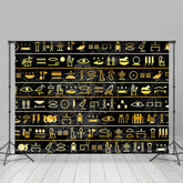 Lofaris Black Gold Egyptian Hieroglyphs Photography Backdrop